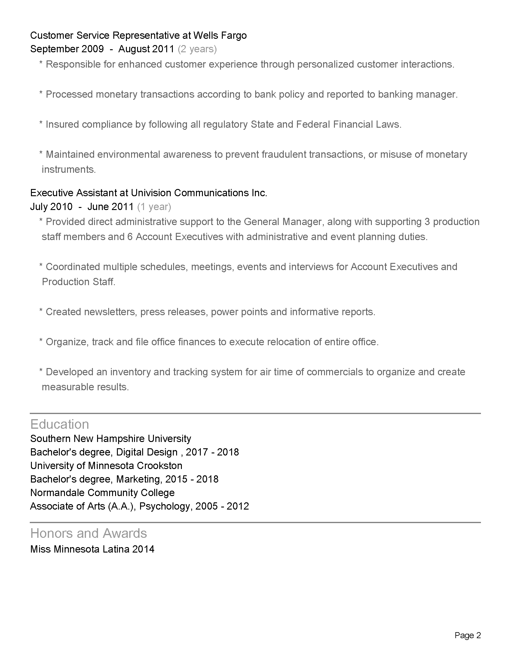 Resume Page 2